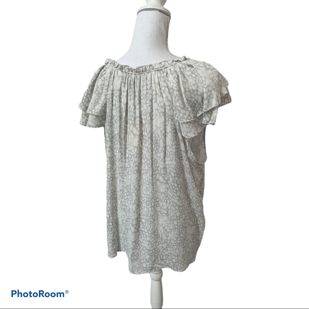 A New Day Short Flutter Sleeve Animal Print Top XL - Picture 10 of 12